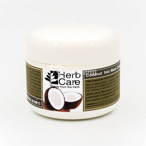 Восстанавливающая маска для волос с кокосом HERBCARE COCONUT HAIR MASK 150g																														 Картинка №20